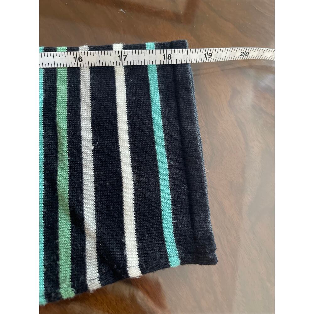 Skye's The Limit Hi-Low Hem Stripe Sweater - Aqua/Black/Cream - Sz XL - Picture 9 of 12